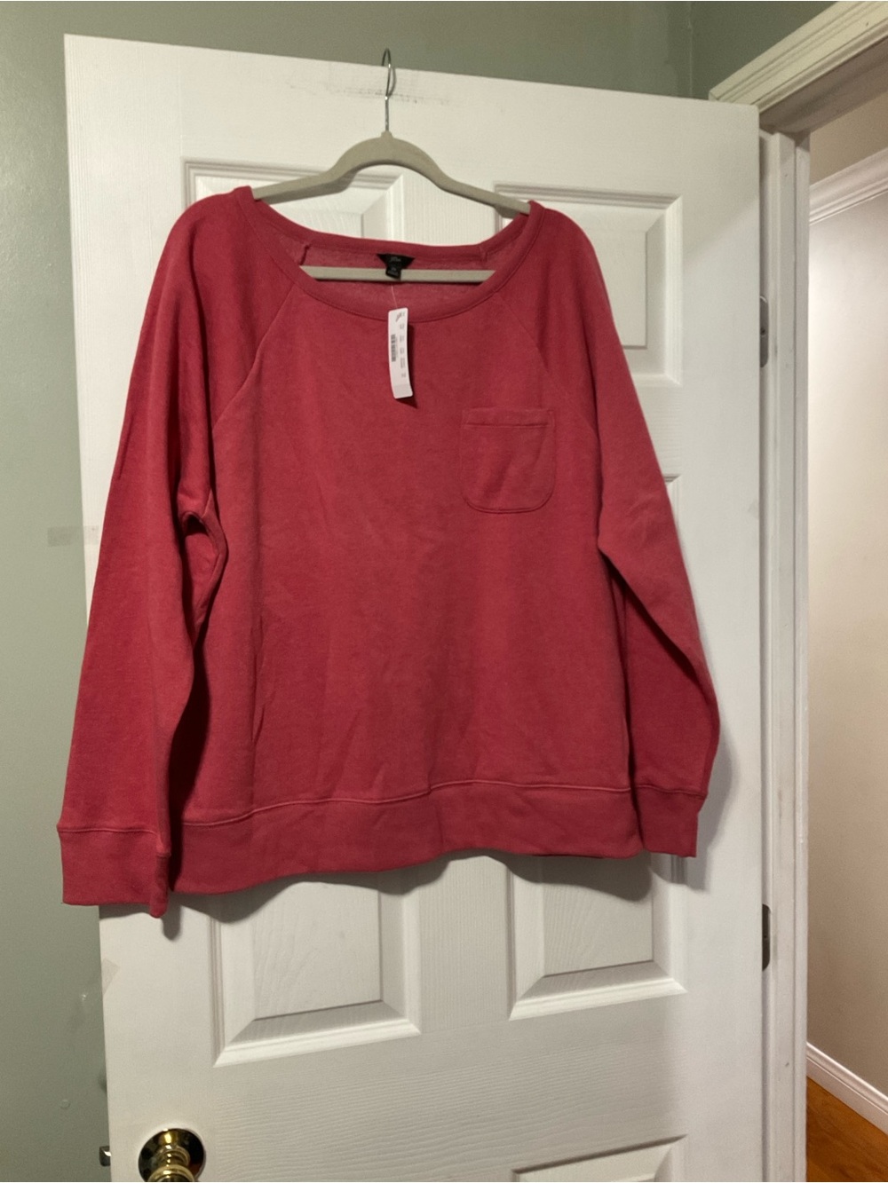 Coral Pullover Sweatshirt with Chest Pocket